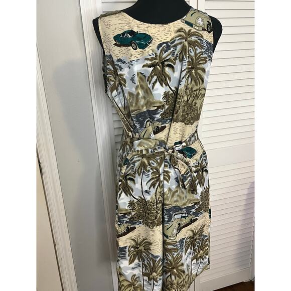 Hawaiian Originals by Basix khaki, Green Midi Beach Resort Wear Sundress Women S - Picture 2 of 6